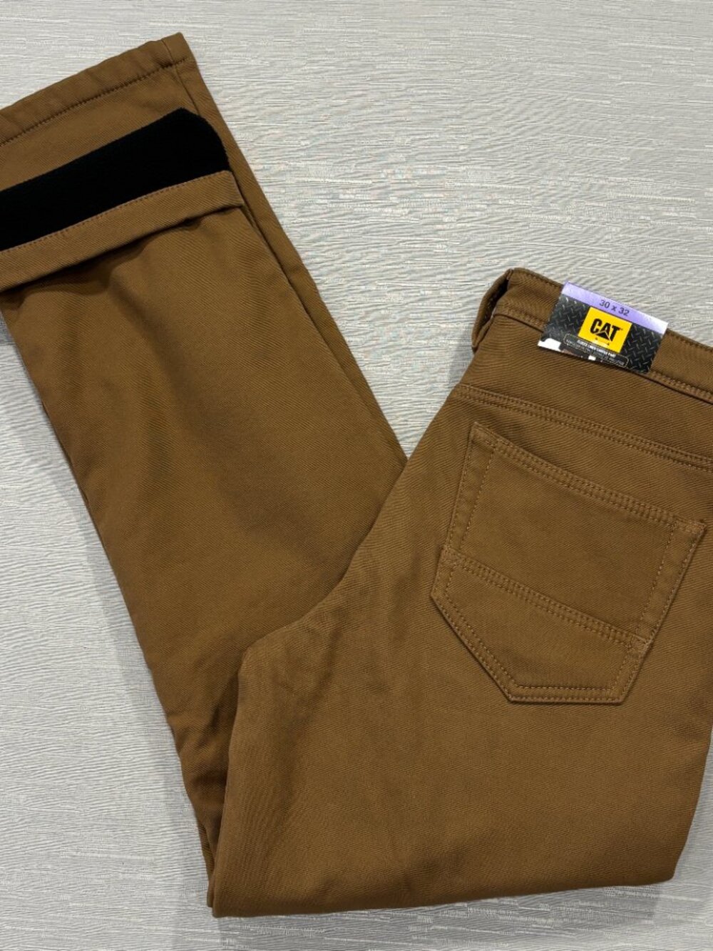 CAT Caterpillar Work Pants Mens 30 x 32 Brown Canvas Fleece Lined Insulated